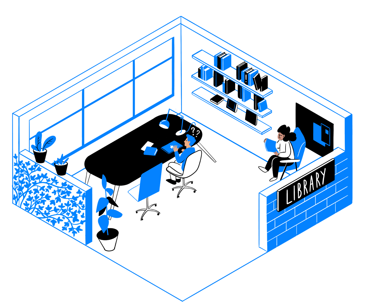 Illustration 'Inside the library'